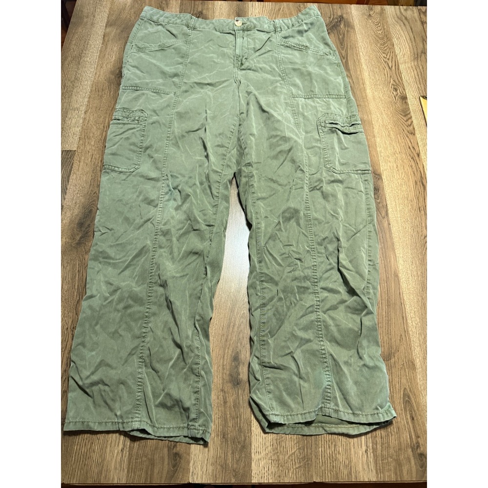 Maurices Cargo Pants Womens Size 20W Green Lyocell Cotton Blend Wide Leg Utility